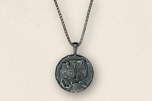 Handcrafted Stony Brook Grist Mill Pendant from Ecolin Jewelers