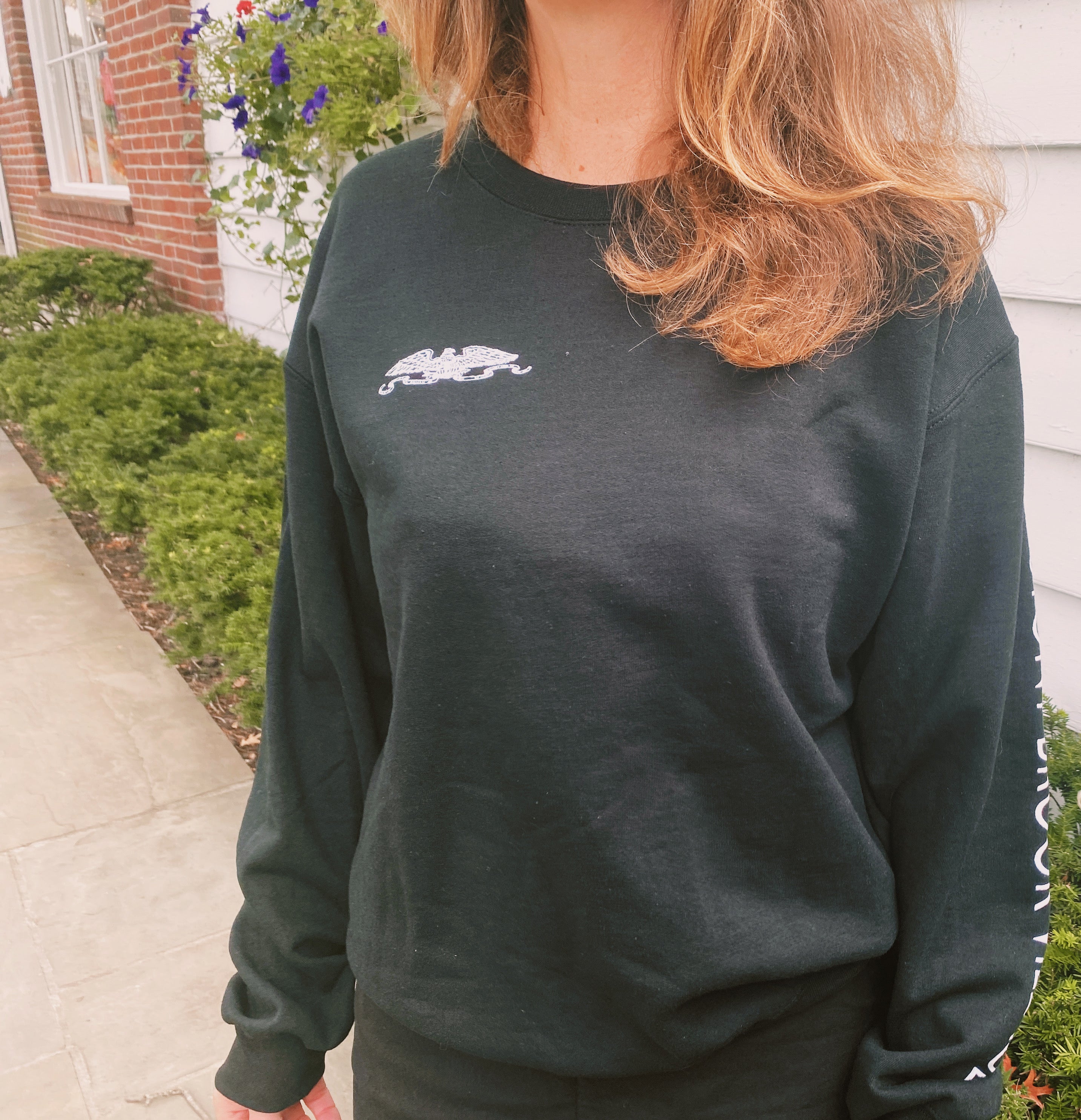 Stony Brook Village Black Crewneck - Small Eagle Logo