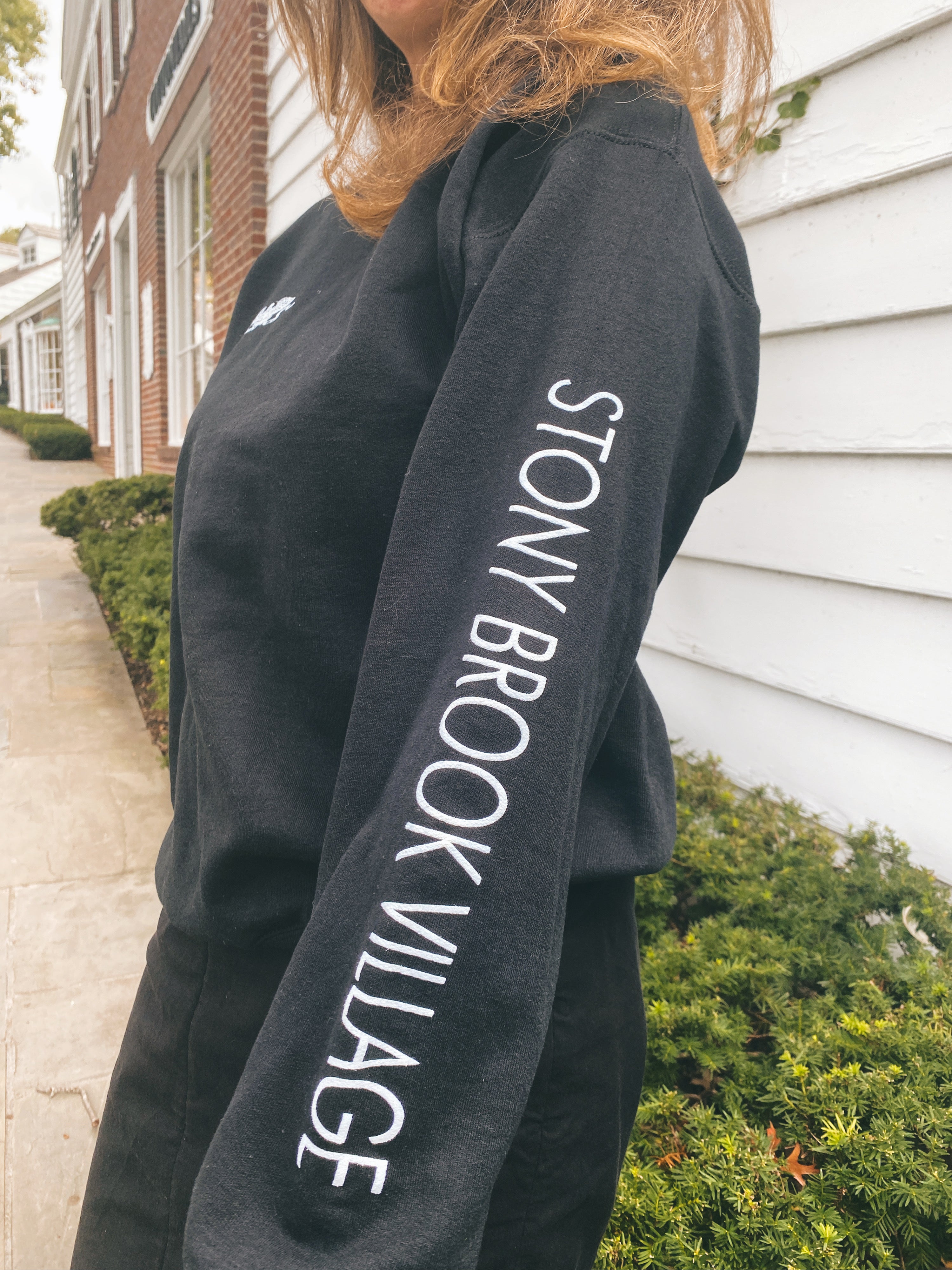 Stony Brook Village Black Crewneck - Small Eagle Logo