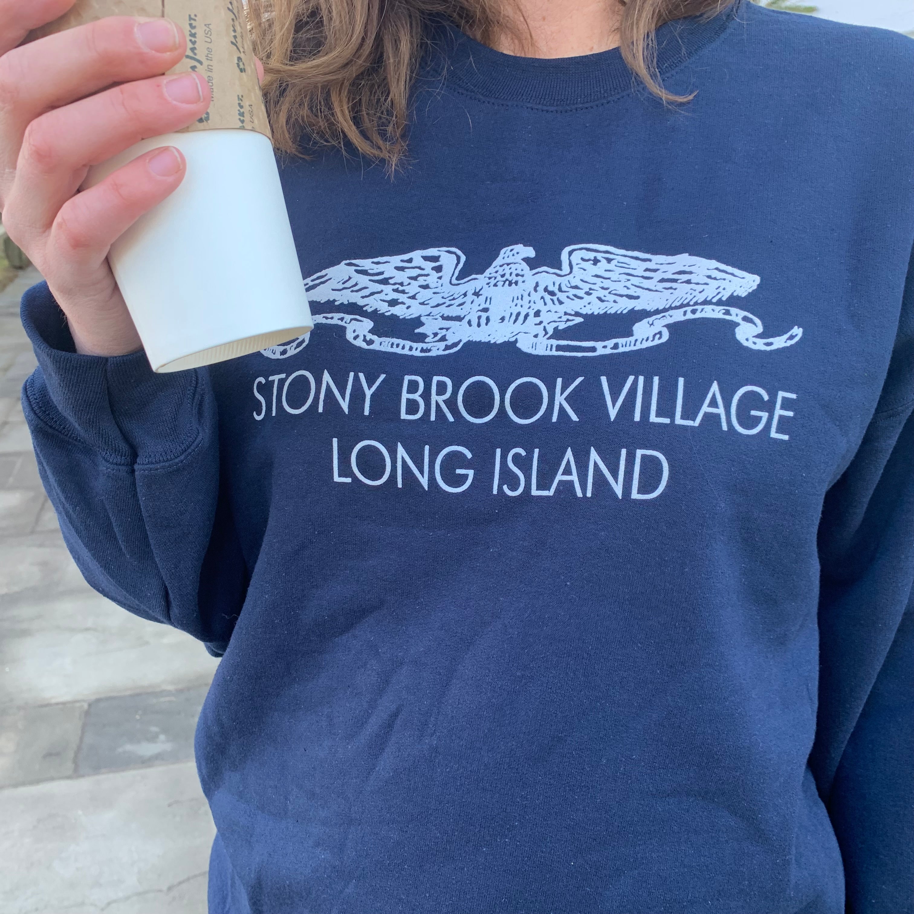 Stony Brook Village Navy Crewneck - Large Eagle Logo